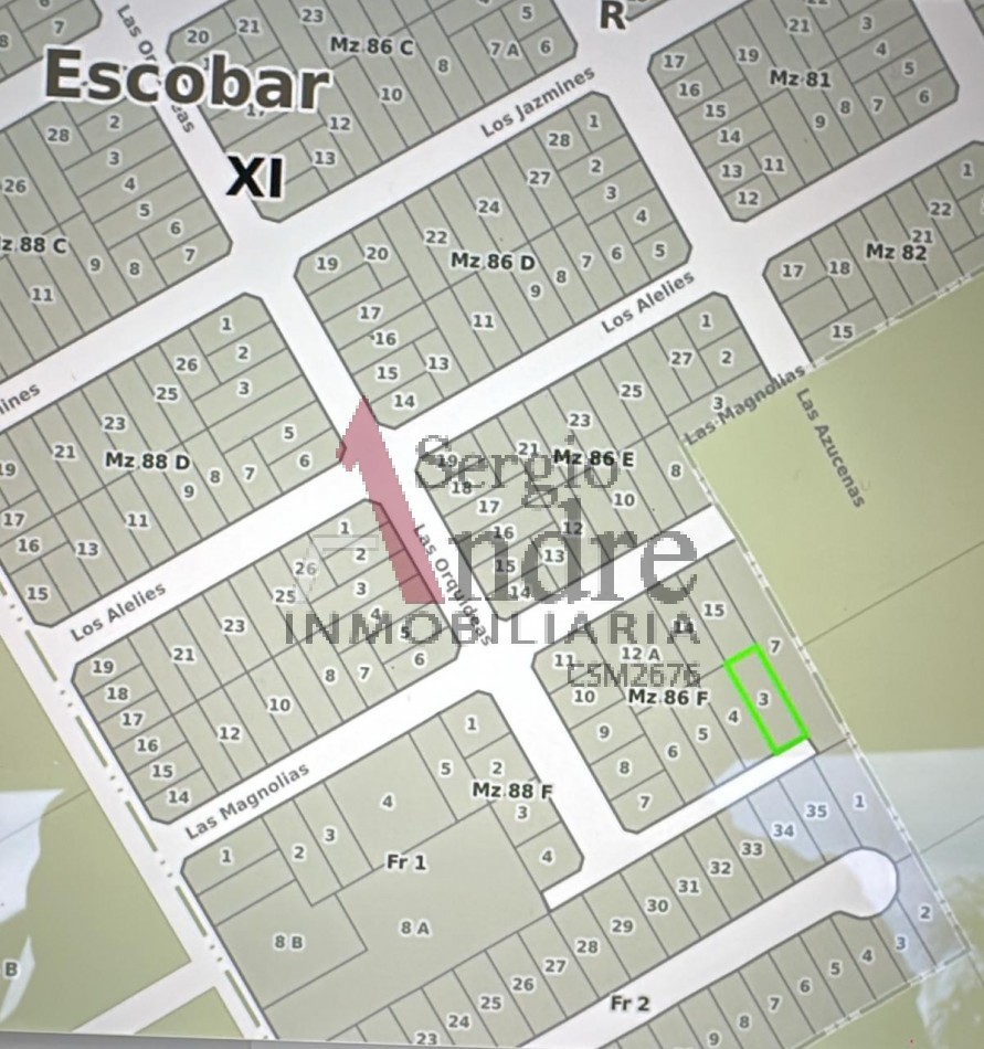 LOTE EN VENTA LAS ORQUIDEAS BARRIO LAMBERTUCCI ESCOBAR
